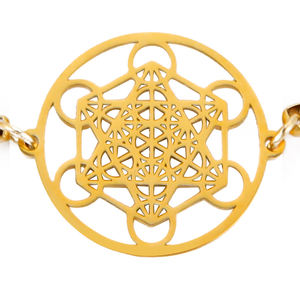 Pulsera de acero inoxidable para hombre y mujer, brazalete con forma de cubo de Metatrón, caja geométrica, sello de Ángel, regalo de joyería - Product Image 5