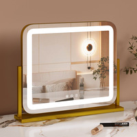 Miroir de table durable Hasipu avec éclairage LED, contrôle tactile, 3 modes de luminosité réglables, rond, blanc