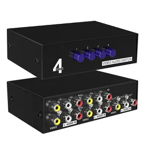 1 In 4 Out 3 RCA AV Audio Video Splitter Amplifier For Cable Box DVD DVR Analog TV 1x4 Port Splitter Composite 3 RCA Av Video