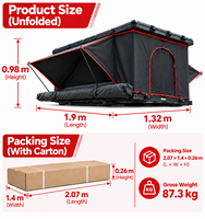 Tente de toit étanche entièrement automatique en toile polyester ouverture latérale avec auvent échelle Ford F150 Raptor