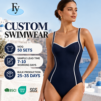 Maillot de bain bikini écologique à séchage rapide pour femme, avec bordure contrastante blanche, col halter, bretelles larges, effet ventre plat, marque privée OEM
