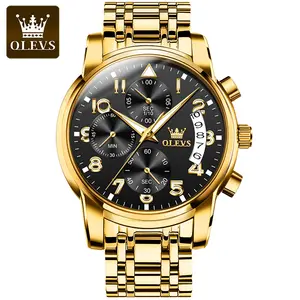 OLEVS 2879 cronografo da uomo orologio da polso al quarzo resistente all'acqua orologio di lusso analogico con diamanti in acciaio pieno per uomo