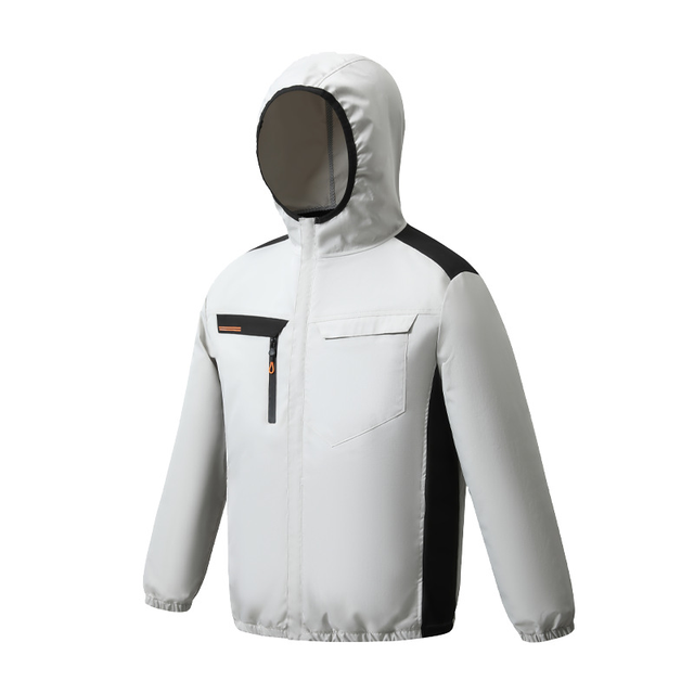Summer Hooded Patchwork Electric Fan Vest Unisex Cooling Fishing Heat Protection Long Sleeve Work Jacket