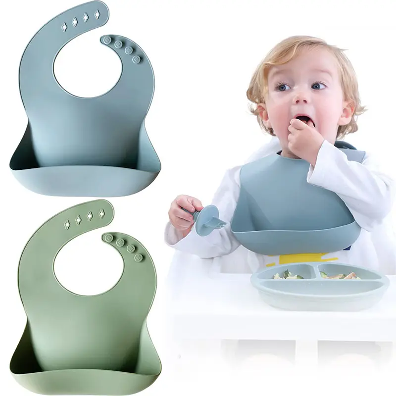 Fashionable Silicone Baby Bib Adjustable Infant Bibs Waterproof Newborn Feeding Creative Silicone Baby Feeding Bib