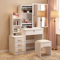 Table de maquillage moderne en bois, gain de place, avec miroir et tiroirs, pour un usage quotidien