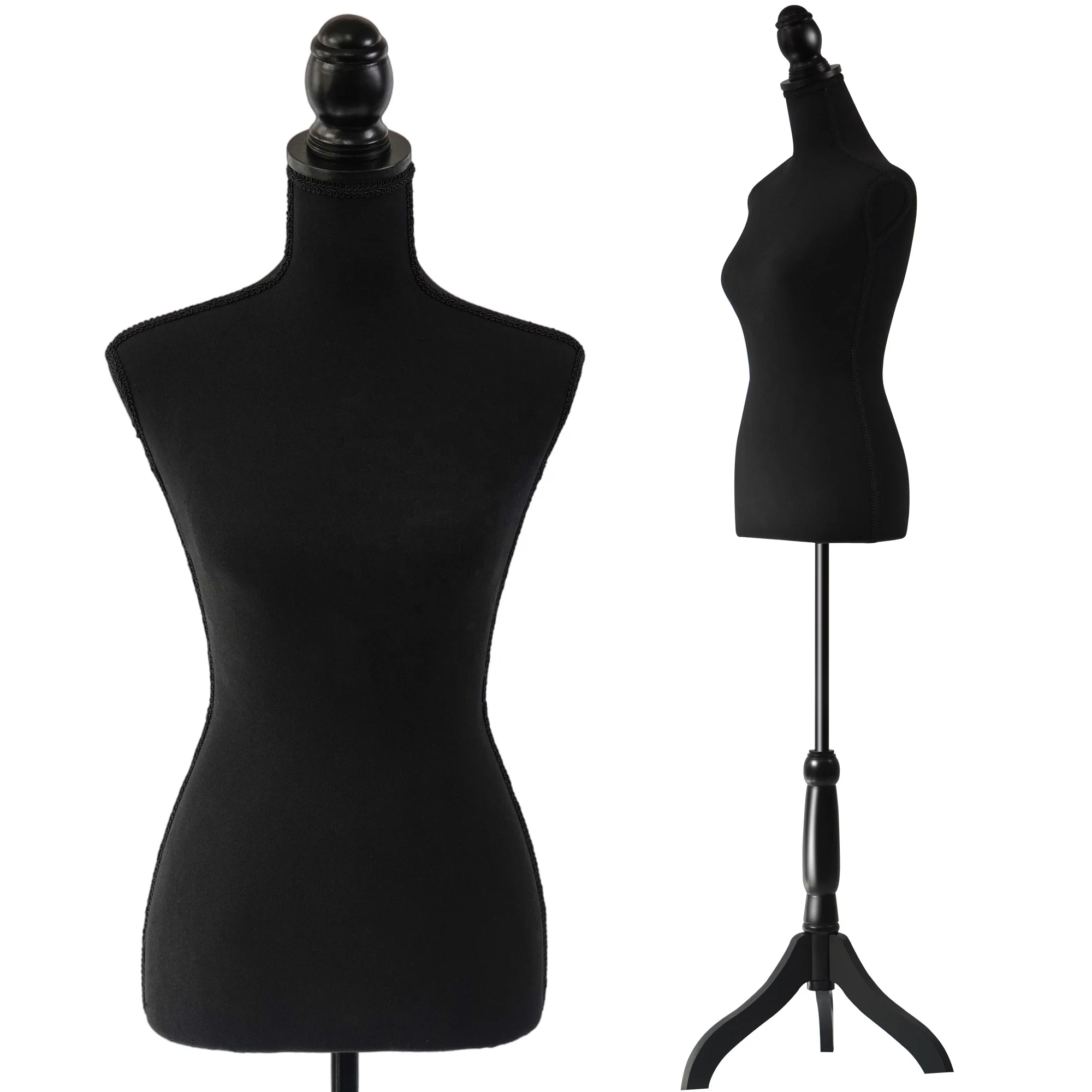 Black Female Mannequin Torso Dress Form with Tripod Base, 60-67 Inch  Adjustable for Sewing and Apparel Display