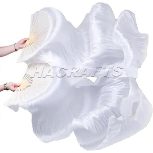 مروحة يدوية حريرية للنساء بسعر المصنع وجودة عالية، تصميم جديد طويل لرقص البطن بنمط الخيزران للحفلات - Product Image 3