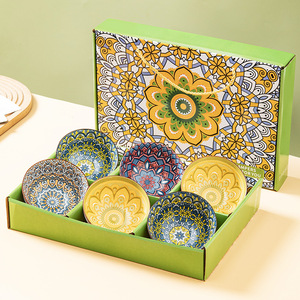 Set di Stoviglie in Ceramica Minimalista Bohémien, Ciotole e Bacchette, 6-10 Pezzi, Confezione Regalo per Inaugurazione, Stile Semplice in Porcellana Bianca - Product Image 1