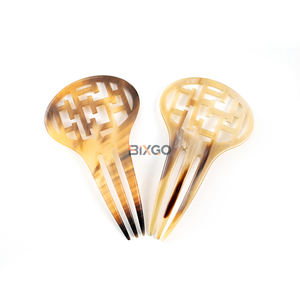 Bâtonnet à cheveux en corne de buffle naturelle, double spirale, couleur ambre, épingle à cheveux faite à la main, unisexe, élégante, accessoires de luxe BIXGO - Product Image 4