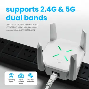 Repetidor WiFi extensor de alcance 2.4GHz 5GHz Banda dupla AC 1200Mbps WPS extensor WiFi 5G mais popular