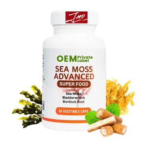 OEM Eigenmarke natürliche Meeresmoos-Supplements 700 mg 500 mg Meeresmoos-Kapseln mit Burdock-Wurzel Blasenwrack