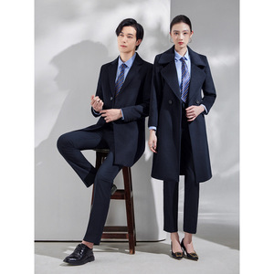 Winter Mid Length Wool Coat For Work Uniforms Men Women Solid Color Thickened With Belt Unisex Adult Size YS 6016 9002 - Product Image 3