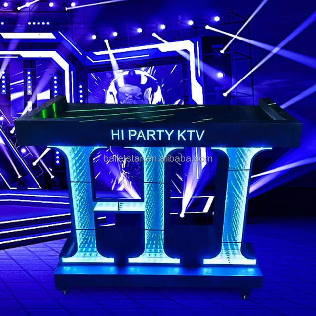 Customize the Best LED DIY Metal Portable Vertical DJ Booth Club Display Stand with Customized Digital DJ Table Stand LED Screen