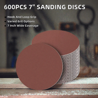 600 disques abrasifs en oxyde d'aluminium de 7 pouces (180 mm) en stock, à fixation auto-agrippante, grains 60-320, pour ponceuse orbitale aléatoire, bois, métal, peinture