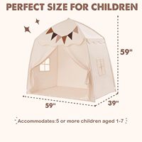 Tente de jeu extra large pour enfants avec drapeaux et lumières étoiles, tente tipi portable et pliable, tente dôme pour jeux d'enfants