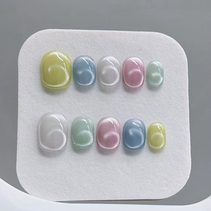 Nhà Máy Bán Buôn Báo Chí Ngắn Cat Eye Móng Tay Đầy Màu Sắc Thiết Kế Độc Đáo Tái Sử Dụng Nhân Tạo Móng Tay Ngắn Báo Chí Ứng Dụng - Product Image 2