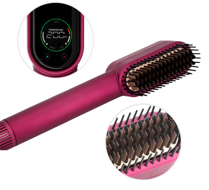 HY Portable barbe cheveux lisseur brosse sèche-cheveux et lisseur peigne fer chaud haute vitesse brosse à cheveux boîte d'emballage en plastique