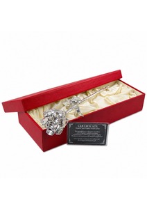 Objets décoratifs en forme de rose plaqués argent de 26 cm, rose artificielle en feuille d'aluminium, fleur artificielle, cadeau pour la Saint-Valentin avec certification - Product Image 3