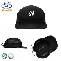 Gorra de Béisbol de Malla con Logotipo Personalizado, Diseño Transpirable de 5 Paneles, con Cordón Ajustable y Visera Plana, Proveedor de Fábrica OEM