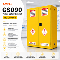Armoire de stockage de liquides inflammables 340L 90 gallons en acier jaune à double porte, armoire de sécurité pour laboratoire et entrepôt, approvisionnement B2B