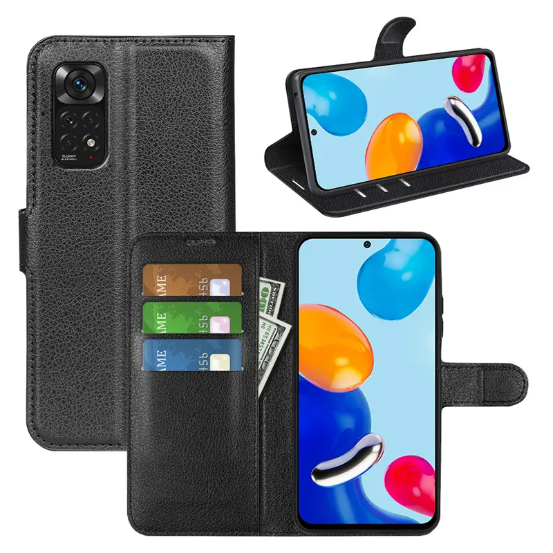 Leather Phone Case Holder Phone Wallet Case Silicone Mobile Back Cover Mobile Case Bag For Xiaomi Redmi Note 11S 4G