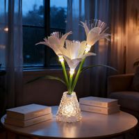 Lumière de table en fibre optique LED à changement de couleur 7 couleurs, étanche IP65, fonctionne avec une batterie ou une charge USB, décoration pour mariage, fleur de lys