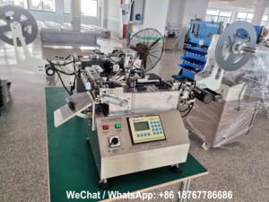 Máquina de corte de etiquetas de cinta satinada, 600 unidades por minuto, caliente y fría, para el cuidado de la ropa, etiquetas, cinta de algodón y tafetán de nailon - Product Image 2