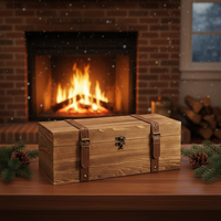 Boîte Cadeau en Bois pour Vin et Whisky, avec Fermeture à Loquet, Sangles en Cuir, Multifonctionnelle et Portable, Idéale pour Noël, Mariages et Bière