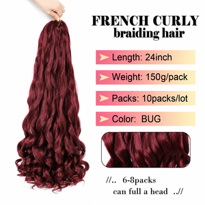 Meilleur prix et haute qualité – Cheveux synthétiques tressés pré-étirés de 24 pouces, 150g, en fibre haute température, pour tresses françaises au crochet, ondulations lâches - Product Image 2