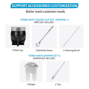 Tazza di Yerba Yerba Cup & piattino imperiale in pelle con motivo a croce classico personalizzato alla moda - Product Image 2