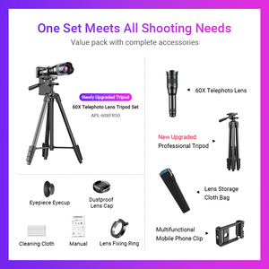 Apexel Date 60X HD Monoculaire Télescope Téléphone Téléphone Lentille Trépied Zoom Lentille Télescopique pour Observation des Oiseaux Concert - Product Image 4