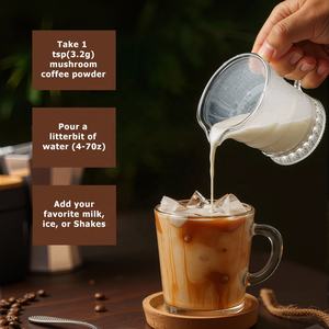 กาแฟเห็ดสำเร็จรูปแบบผง OEM ODM ผสมสารสกัดจากอัชวกันดา สำหรับผู้ใหญ่ เพิ่มพลังงาน สมาธิ กาแฟผงผสมเห็ดหลายชนิด - Product Image 6