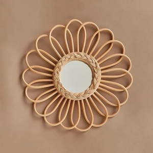 Contemporáneo respetuoso con el medio ambiente hecho a mano decorativo moderno ovalado ratán bambú mimbre tejido Natural montado en la pared colgante decoración del hogar - Product Image 3