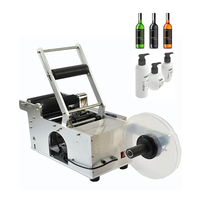 Machine d'étiquetage semi-automatique pour bouteilles rondes, applicateur d'étiquettes adhésives manuel pour animaux de compagnie, deux étiquettes carrées