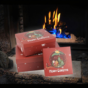 Cajas de Regalo Rectangulares de Cartón Rígido con Tapa y Bandeja Rojas de Gran Tamaño para Manzanas Enrolladas en Caramelo para Nochebuena - Product Image 3