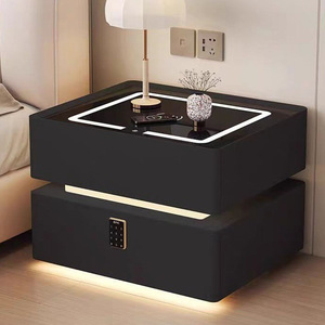 Manufacturer Nightstand <strong>Smart</strong> Bedside Table Wireless Charging 2 Drawers Fingerprint Lock Led Light Cabinet Bedroom <strong>Furniture</strong> - Product Image 2
