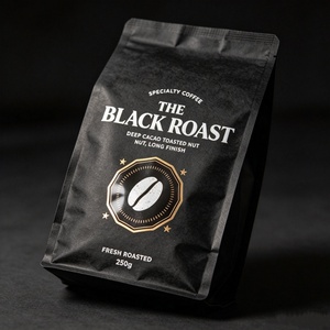 Eco-friendly Custom Printed Kraft Paper PLA Lined Zipper <b>Bag</b> <b>Compostable</b> Food Pouch for Roast Coffee Beans Packaging <b>bag</b> - Product Image 3