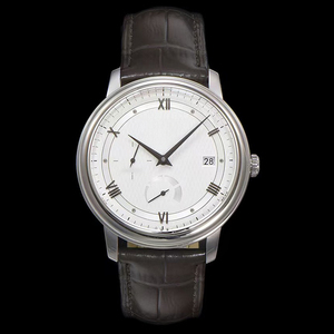 Reloj Mecánico Automático para Hombre, de Primera Calidad, con Caja de Acero, Correa de Cuero Marrón, Esfera Blanca, Reserva de Energía, Segundero Pequeño y Fecha - Product Image 2