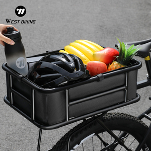 WEST BIKING <span class=keywords><strong>panier</strong></span> arrière de vélo en alliage d'aluminium stable amélioré étanche grande capacité épaissi <span class=keywords><strong>panier</strong></span> arrière de vélo électrique - Product Image 1