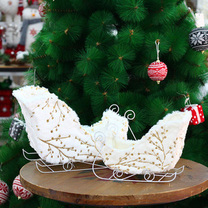 Christmas Velvet Reindeer And Snowmobile Desk <b>Ornaments</b> Full Color Printed Textile Decorations For Holiday Display - Product Image 1