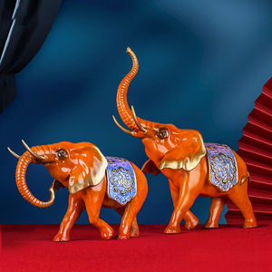 <b>Elephant</b> Figurines Enamel Painted Pair For Home Office <b>Decoration</b> Craft Gift - Product Image 1