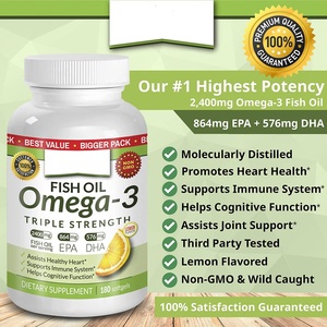 Gélules d'huile de poisson Oméga 3 en stock 2500mg Sans reflux Haute puissance Saveur citron 900mg EPA 600mg DHA Gélules liquides ultra-pures - Product Image 2