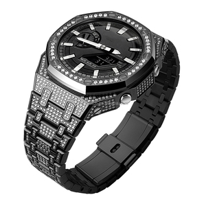 316L Acier Montre Ferme Chêne Pièces Modifiées Boîtier Bracelet Plein Diamant Métal Mod Kit pour Casiaok <span class=keywords><strong>G</strong></span> <span class=keywords><strong>Shock</strong></span> Ga2100 Ga2110 - Product Image 1