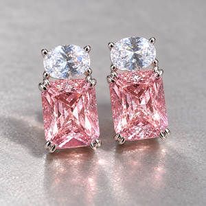 Orecchini a Perno Geometrici Ovali Quadrati Rosa per Donna, Accessori per Orecchie da Indossare Ogni Giorno - Product Image 3