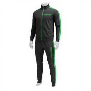Chaqueta Deportiva con Capucha para Hombre Strivone Premium de Invierno |   Secado Rápido 100% Poliéster |   Top Deportivo Negro con Cierre Verde para Gimnasio - Product Image 3