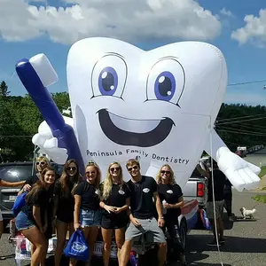 Modelos de dente infláveis gigantes, balão inflável de escova de dente, formas de dente infláveis para propaganda