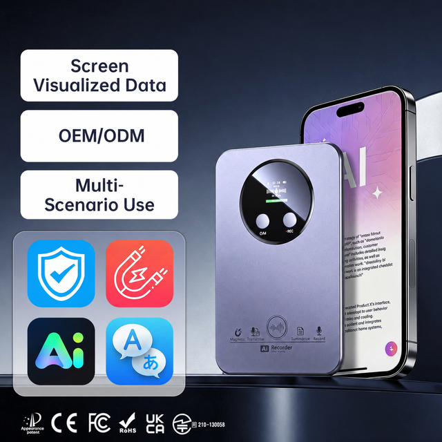 App Control Digital AI Voice Recorder with MP3 152 Languages Transcription 35 Hours 64GB Storage for Calls Meetings & Lectures