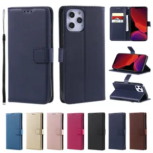 Funda tipo billetera de cuero pu de alta calidad para iphone 14 pro max, con correa y función de soporte para iphone xr xs max 7/8 plus