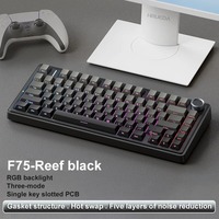 Teclado Mecánico AULA F75 con Diseño 75%, Tri-Modo, Inalámbrico BT, RGB, Teclas PBT, Programable, para Juegos
