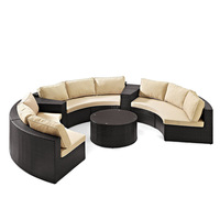 Muebles de Jardín Modernos, Juego de Sofás de Ratán, Muebles de Jardín Circulares, Tumbona de Mimbre, Sofá Redondo para Patio, Balcón, Juego de Sofás para Exteriores